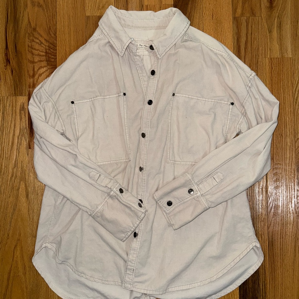 Free People Cream Button Down Shirt